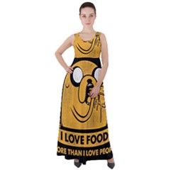 Adventure Time Jake  I Love Food Empire Waist Velour Maxi Dress by Sarkoni