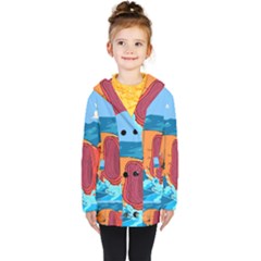 Adventure Time Fish Landscape Kids  Double Breasted Button Coat by Sarkoni