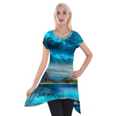 Artistic Fantasy Psychedelic Short Sleeve Side Drop Tunic by Sarkoni