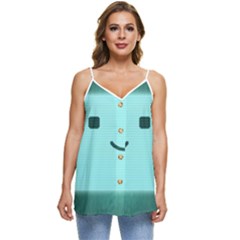 Adventure Time Bmo Casual Spaghetti Strap Chiffon Top by Sarkoni