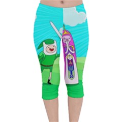 Adventure Time The Legend Of Zelda Parody Velvet Capri Leggings  by Sarkoni