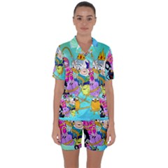 Adventure Time Cartoon Satin Short Sleeve Pajamas Set by Sarkoni