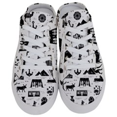 Dark Seamless Pattern Symbols Landmarks Signs Egypt Half Slippers by Bedest