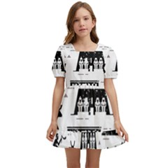 Dark Seamless Pattern Symbols Landmarks Signs Egypt Kids  Short Sleeve Dolly Dress by Bedest