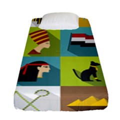 Egypt Travel Items Icons Set Flat Style Fitted Sheet (single Size) by Bedest