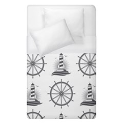 Marine Nautical Seamless Pattern With Vintage Lighthouse Wheel Duvet Cover (single Size) by Bedest