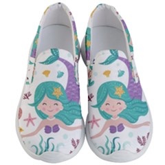 Set Cute Mermaid Seaweeds Marine In Habitants Men s Lightweight Slip Ons by Bedest