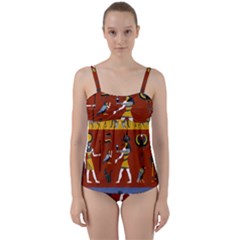 Ancient Egyptian Religion Seamless Pattern Twist Front Tankini Set by Hannah976