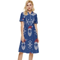 Santa Clauses Wallpaper Button Top Knee Length Dress by artworkshop