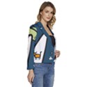 Ufo Alien Unidentified Flying Object Women s Long Sleeve Revers Collar Cropped Jacket View3