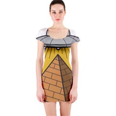 Unidentified Flying Object Ufo Under The Pyramid Short Sleeve Bodycon Dress by Sarkoni