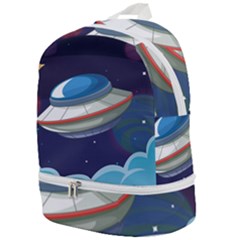 Ufo Alien Spaceship Galaxy Zip Bottom Backpack by Bedest