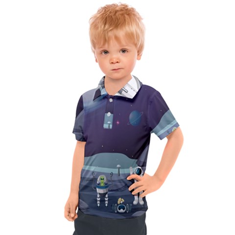 Alien Astronaut Scene Kids  Polo T-shirt by Bedest