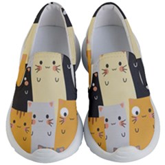 Seamless Pattern Cute Cat Cartoons Kids Lightweight Slip Ons by Bedest