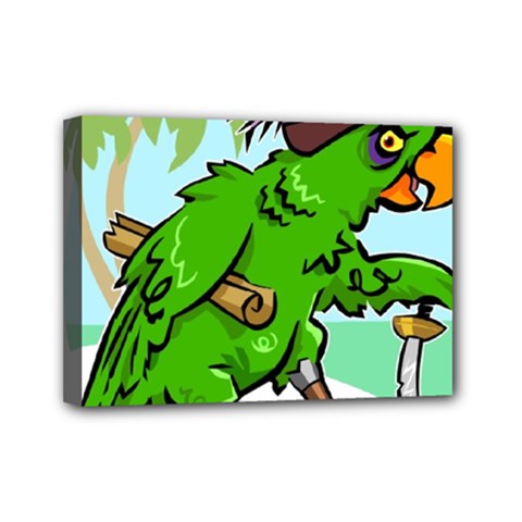 Parrot Hat Cartoon Captain Mini Canvas 7  X 5  (stretched) by Sarkoni