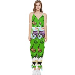 Parrot Hat Cartoon Captain Sleeveless Tie Ankle Chiffon Jumpsuit by Sarkoni