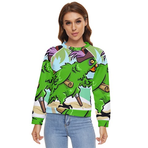 Parrot Hat Cartoon Captain Women s Long Sleeve Raglan T-shirt by Sarkoni