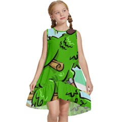 Parrot Hat Cartoon Captain Kids  Frill Swing Dress by Sarkoni