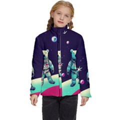 Bear Astronaut Futuristic Kids  Puffer Bubble Jacket Coat by Bedest