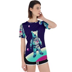 Bear Astronaut Futuristic Perpetual Short Sleeve T-shirt by Bedest