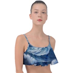 Waves Storm Sea Frill Bikini Top by Bedest