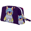 Cat Astronaut Space Retro Universe Wristlet Pouch Bag (Large) View2