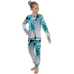 Astronaut Cat Retro Cute Alien Kids  Long Sleeve Set  by Bedest