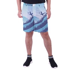 Swan Flying Bird Wings Waves Grass Men s Pocket Shorts by Bedest