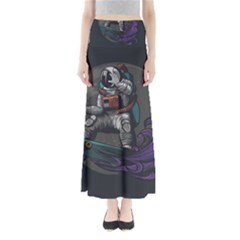 Illustration Astronaut Cosmonaut Paying Skateboard Sport Space With Astronaut Suit Full Length Maxi Skirt by Ndabl3x