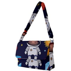 Boy Spaceman Space Rocket Ufo Planets Stars Full Print Messenger Bag (s) by Ndabl3x