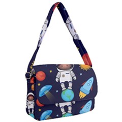 Boy Spaceman Space Rocket Ufo Planets Stars Courier Bag by Ndabl3x