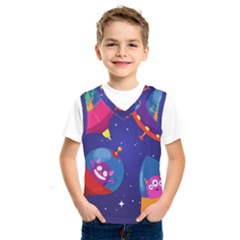 Cartoon Funny Aliens With Ufo Duck Starry Sky Set Kids  Basketball Tank Top by Ndabl3x