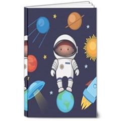 Boy Spaceman Space Rocket Ufo Planets Stars 8  X 10  Softcover Notebook by Ndabl3x