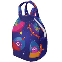 Cartoon Funny Aliens With Ufo Duck Starry Sky Set Travel Backpack by Ndabl3x