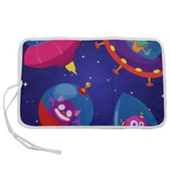 Cartoon Funny Aliens With Ufo Duck Starry Sky Set Pen Storage Case (m) by Ndabl3x