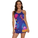 Cartoon Funny Aliens With Ufo Duck Starry Sky Set 2-in-1 Flare Activity Dress View1