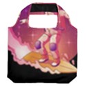 Astronaut Spacesuit Standing Surfboard Surfing Milky Way Stars Premium Foldable Grocery Recycle Bag View2