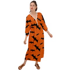 Halloween Card With Bats Flying Pattern Grecian Style  Maxi Dress by Hannah976