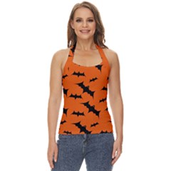 Halloween Card With Bats Flying Pattern Basic Halter Top by Hannah976