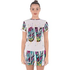 Graffiti Love Drop Hem Mini Chiffon Dress by essentialimage