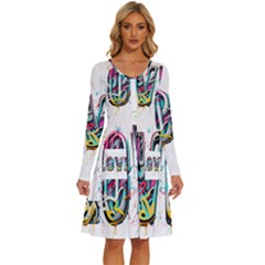 Graffiti Love Long Sleeve Dress With Pocket by essentialimage