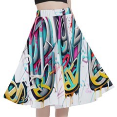 Graffiti Love A-line Full Circle Midi Skirt With Pocket by essentialimage