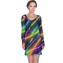 Vibrant Neon Dreams Long Sleeve Nightdress by essentialimage