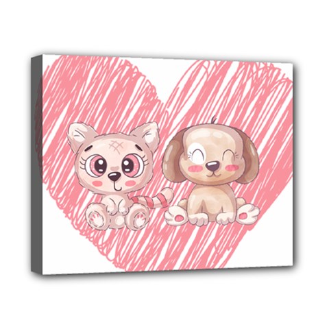 Dog Cat Animal Pet Heart Love Canvas 10  X 8  (stretched) by Sarkoni