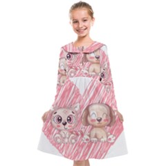 Paw Dog Pet Puppy Canine Cute Kids  Midi Sailor Dress by Sarkoni