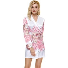 Dog Cat Animal Pet Heart Love Long Sleeve Satin Robe by Sarkoni