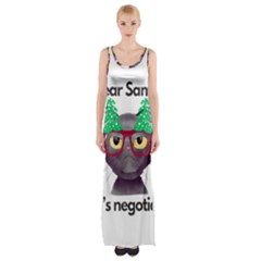 Cute Cat Glasses Christmas Tree Thigh Split Maxi Dress by Sarkoni