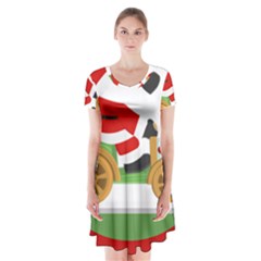 Christmas Santa Claus Short Sleeve V-neck Flare Dress by Sarkoni