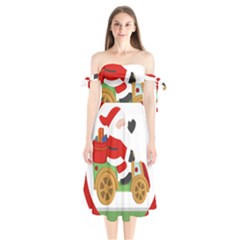 Christmas Santa Claus Shoulder Tie Bardot Midi Dress by Sarkoni