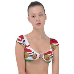 Christmas Santa Claus Cap Sleeve Ring Bikini Top by Sarkoni